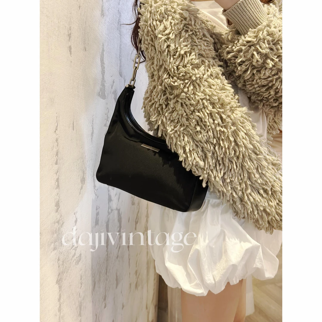 95新 GUCCI/古驰 大吉中古/Gucci古驰黑银链条hobo单肩包