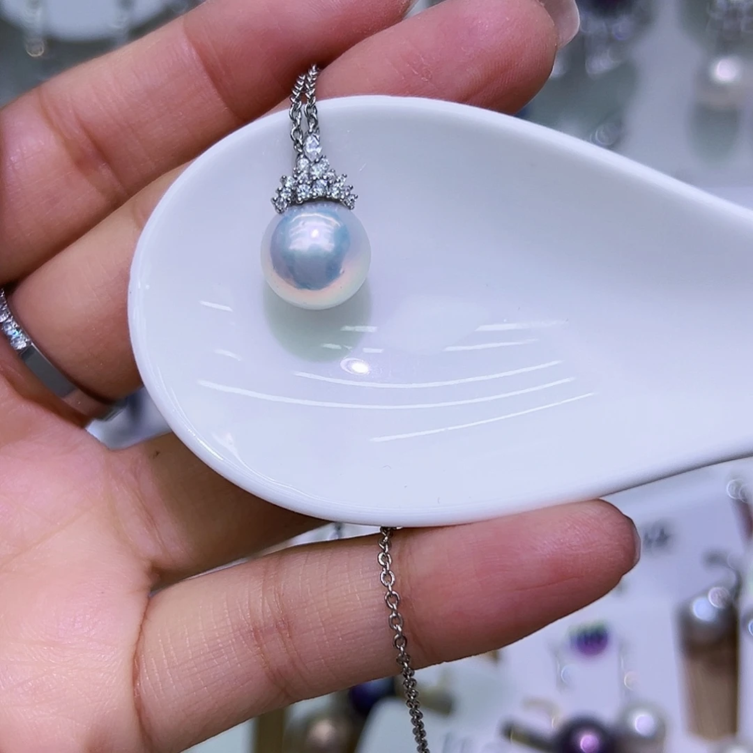 银S925镶嵌耳饰淡水珍珠