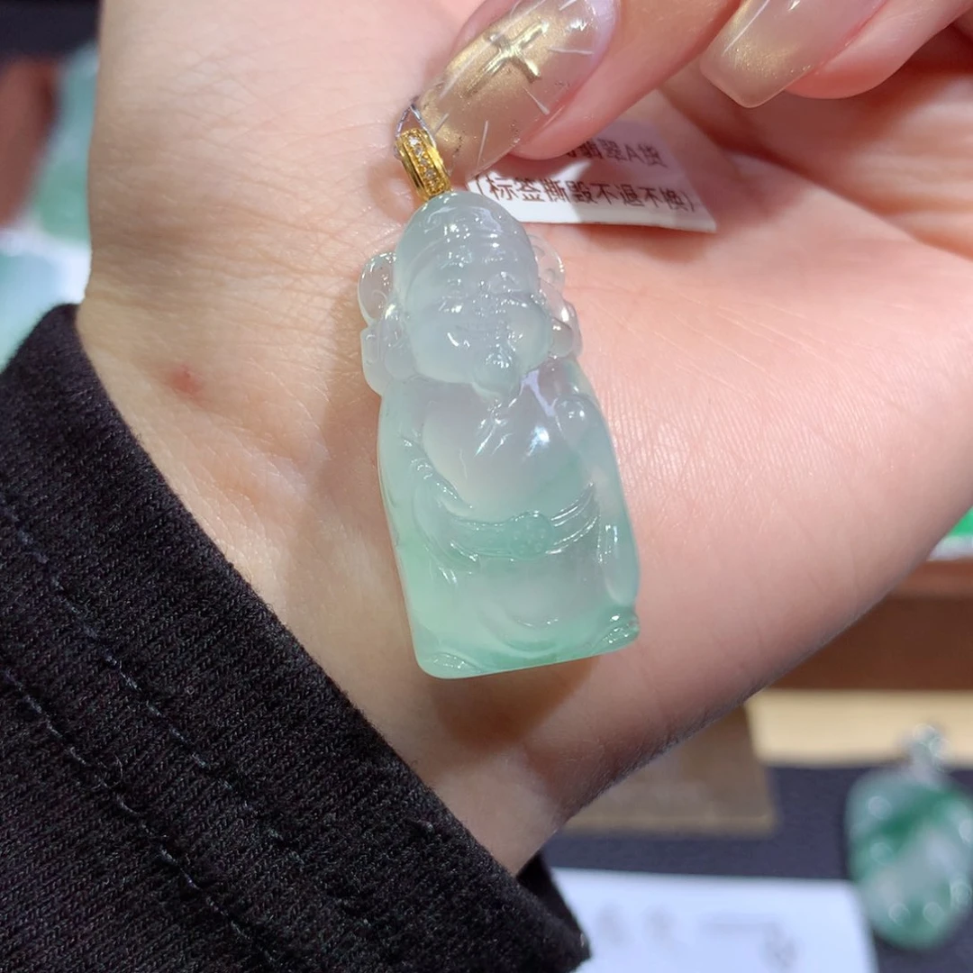 吊坠(不含链)18K金镶嵌翡翠