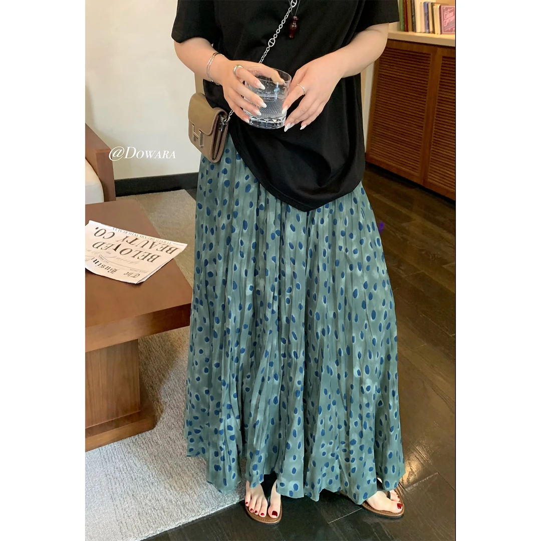 现货大婉酱微胖定制【孔雀裙】设计感褶皱半身裙显瘦薄款伞裙 8566D