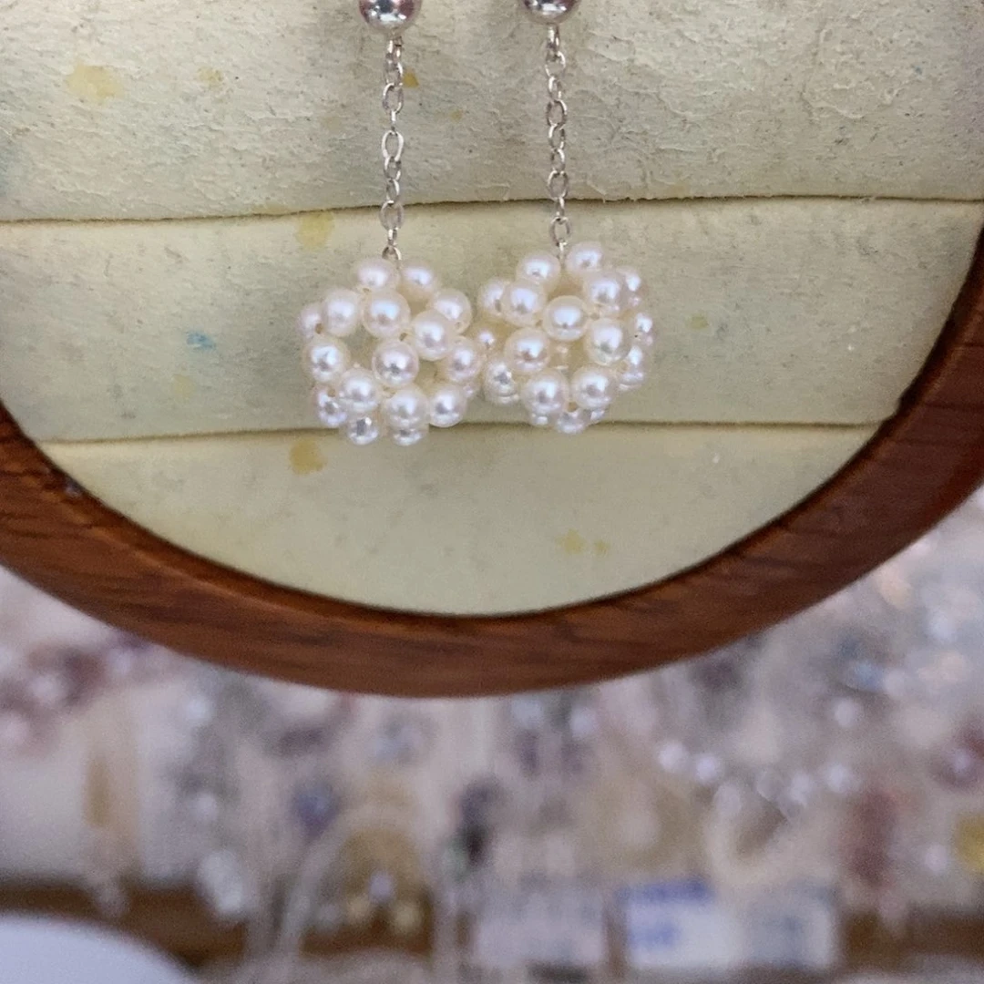 银S925镶嵌耳饰淡水珍珠