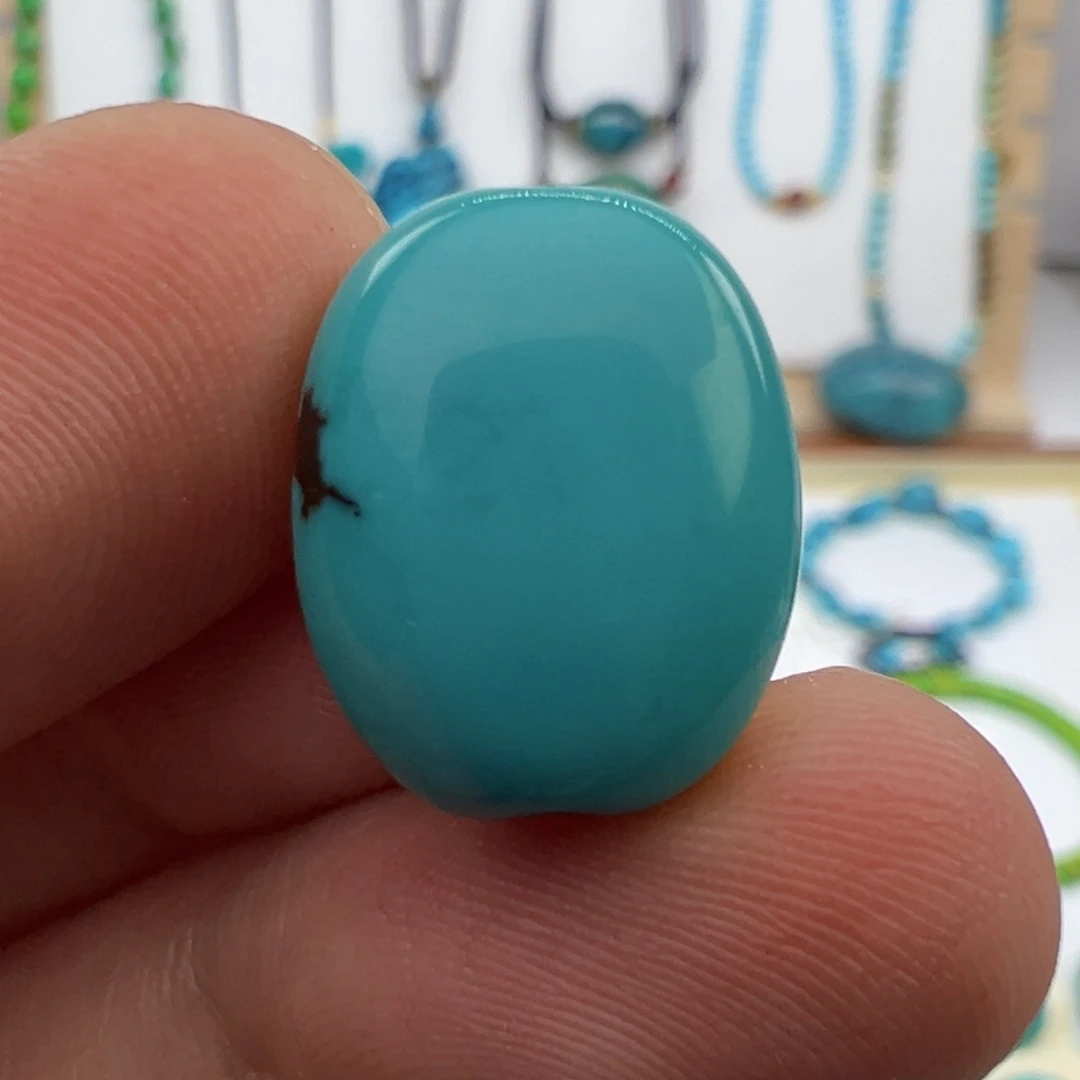 云盖高瓷蓝玉化枣珠