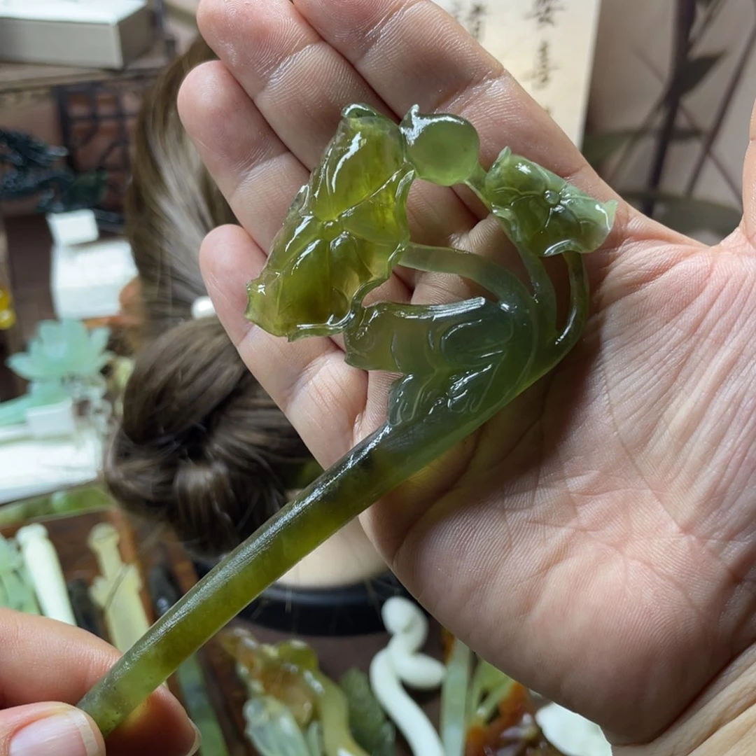 岫玉未镶嵌发饰发簪