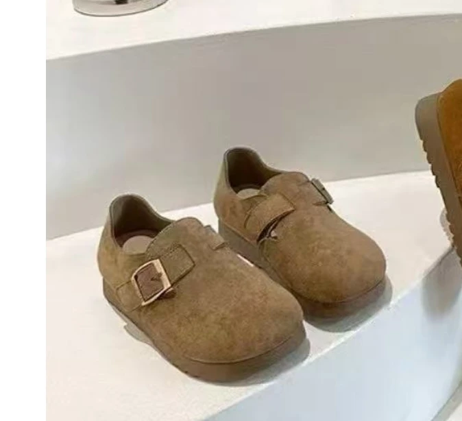 2518【艾米精选】全包勃肯鞋女2025春新款懒人一脚蹬厚底美拉德单鞋