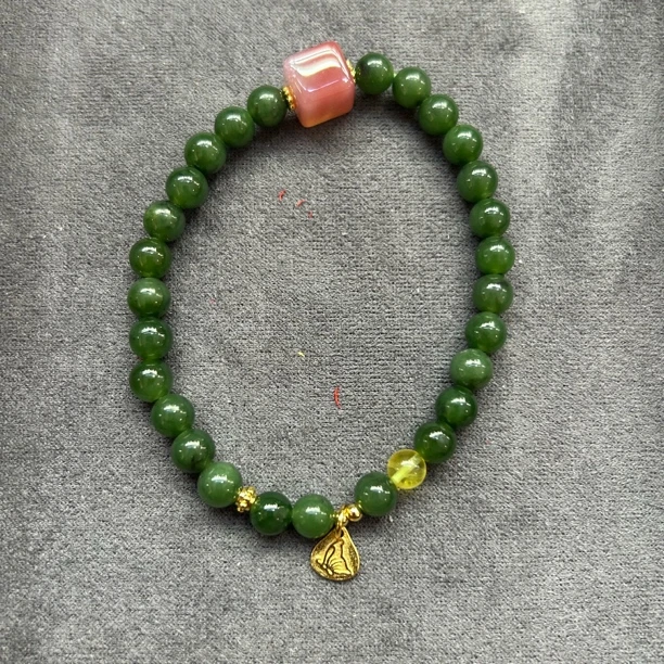 和田玉盐源玛瑙手串7772