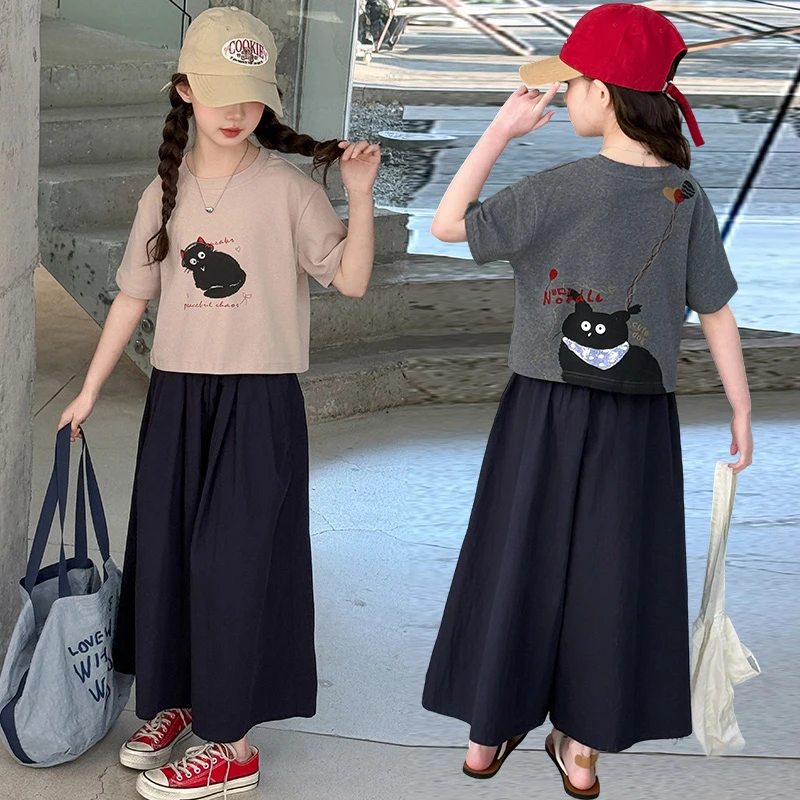 套装韩版夏季印花女童中大童