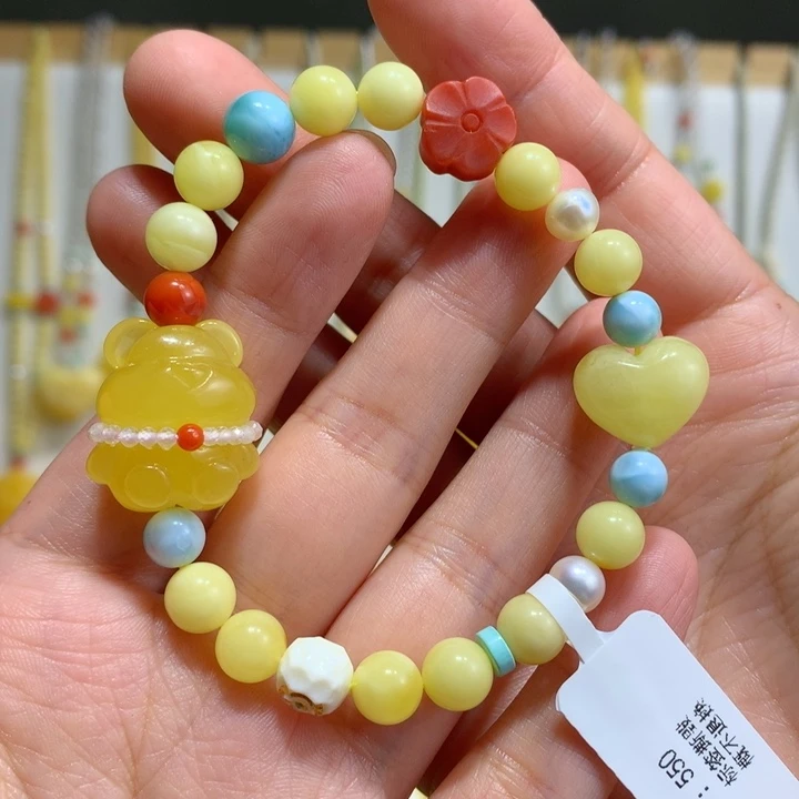 蜜蜡未镶嵌手链7.6mm