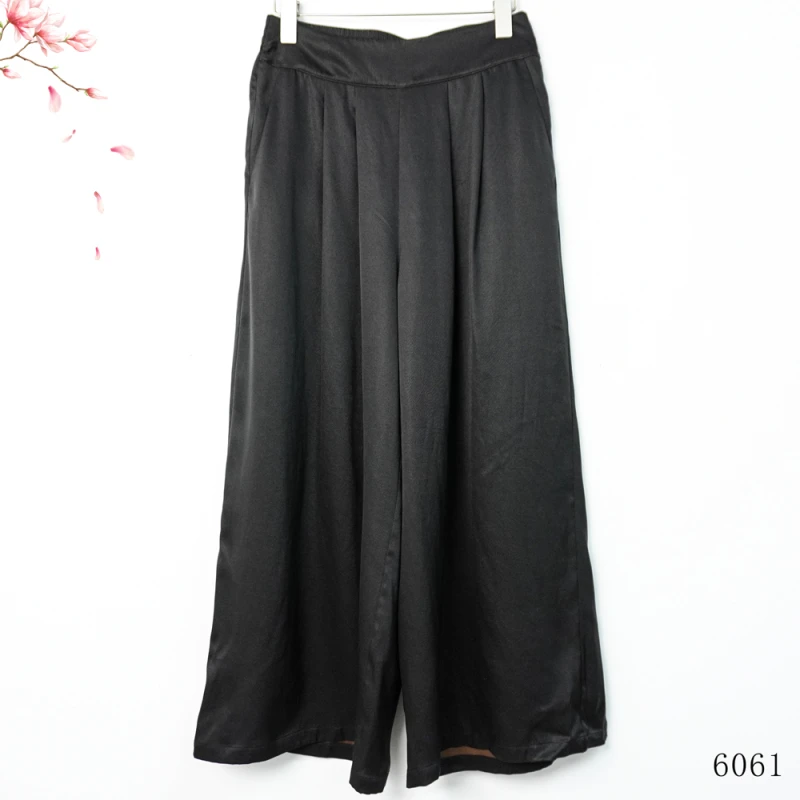 LL2025春夏新款重磅气质高腰直筒阔腿裤黑色长裤 6061