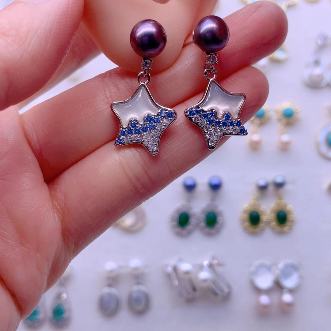 淡水珍珠合金耳饰