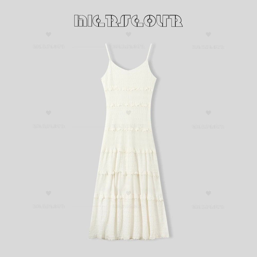 新款时尚褶皱感蛋糕吊带连衣裙1612