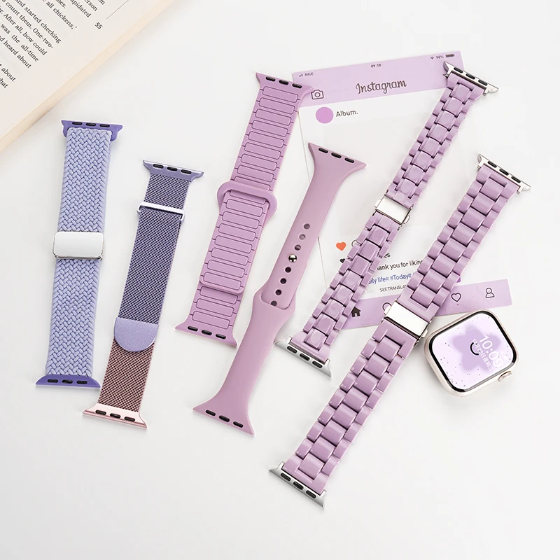 【紫属于你】适用苹果S10手表iwatch9表带applewatch8硅胶女se7新款