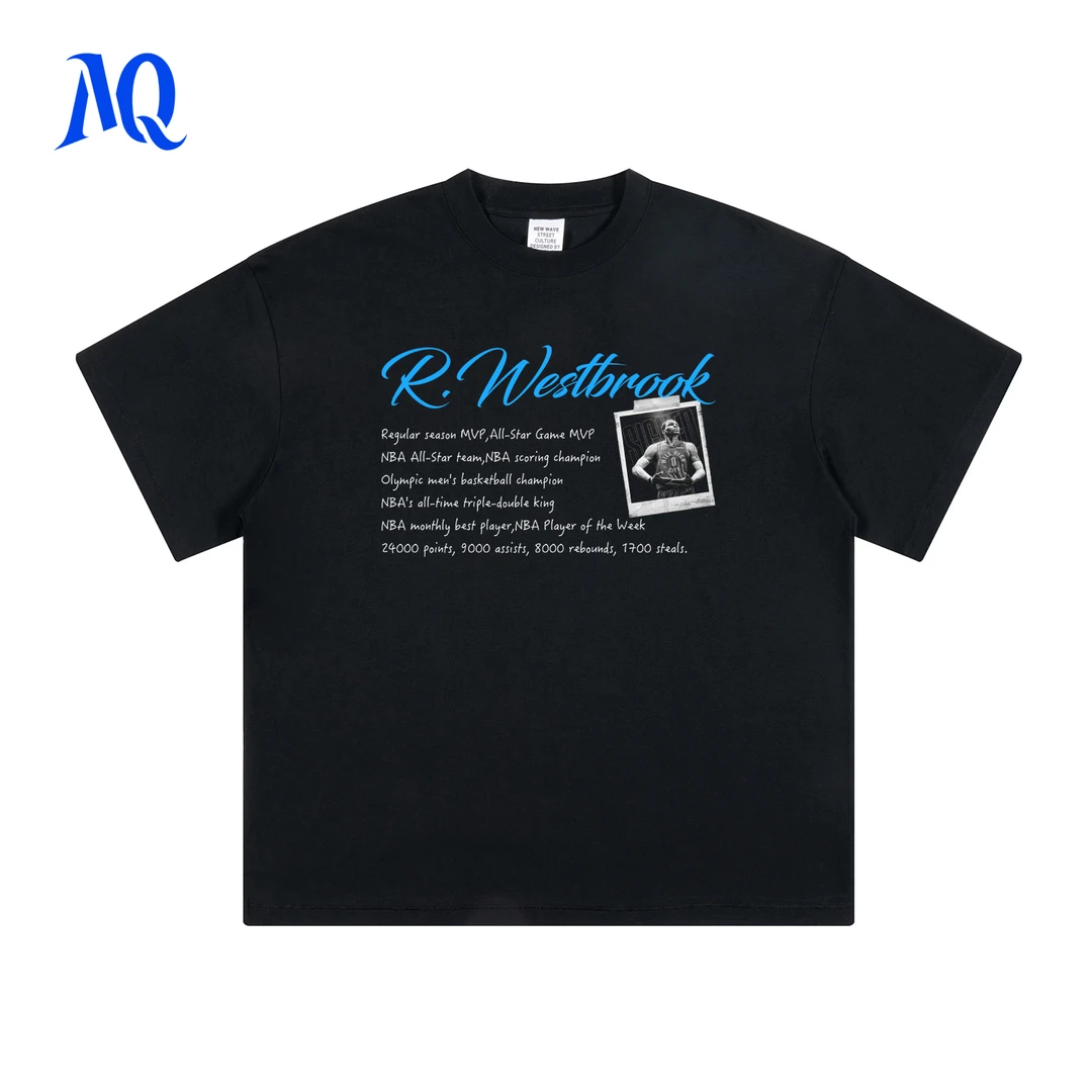 MQ原创2025SS威斯布鲁克胶布照片荣誉印花T恤美式重磅圆领男短袖