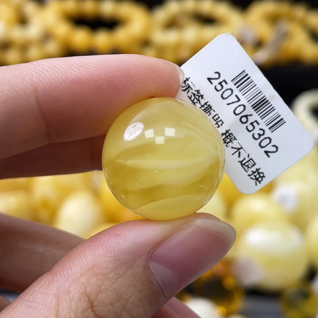 蜜蜡未镶嵌珠宝奇石20mm金白溶洞妖花 金沙