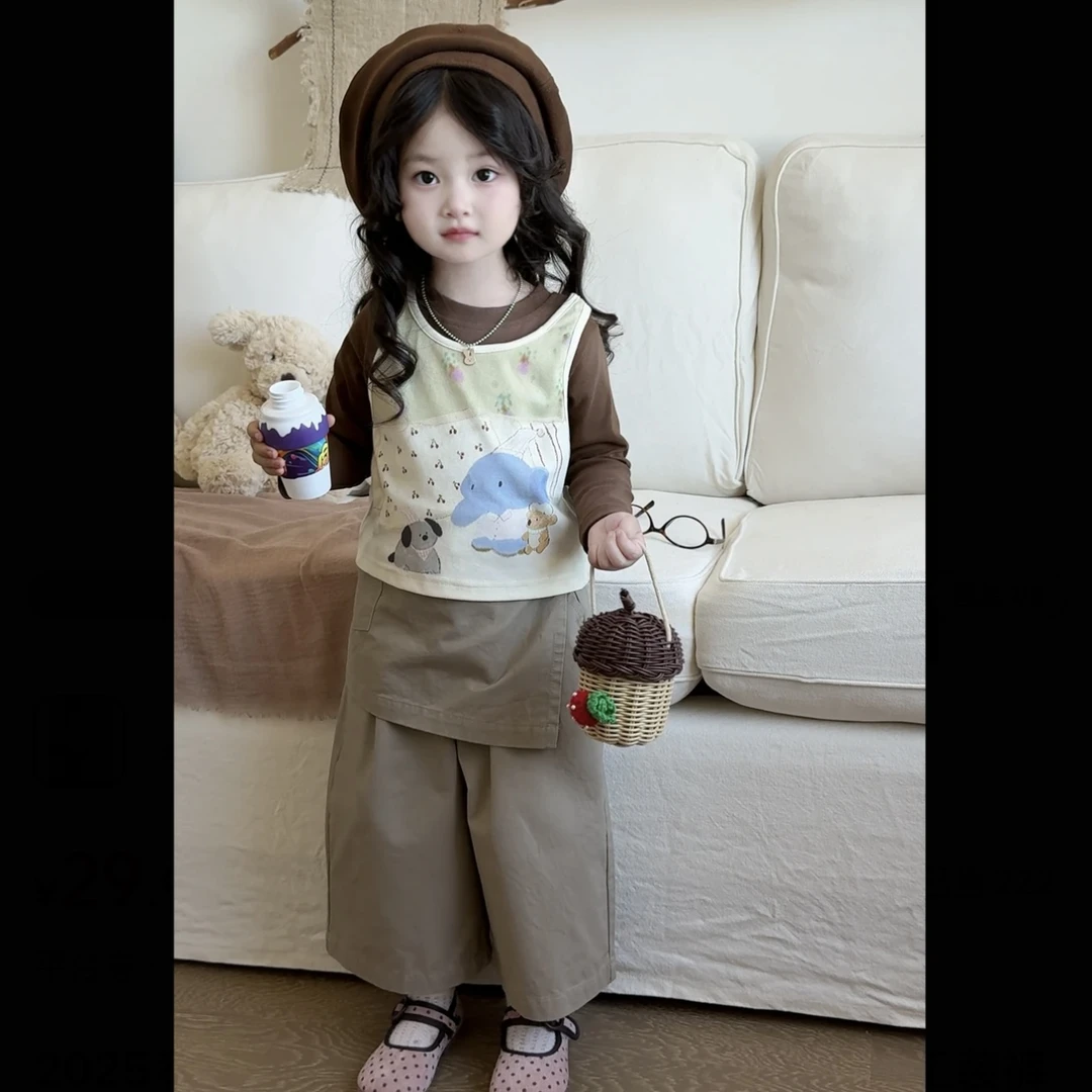 【预售】QY259811秋季新款儿童套装女童打底背心女宝休闲裤QK252311