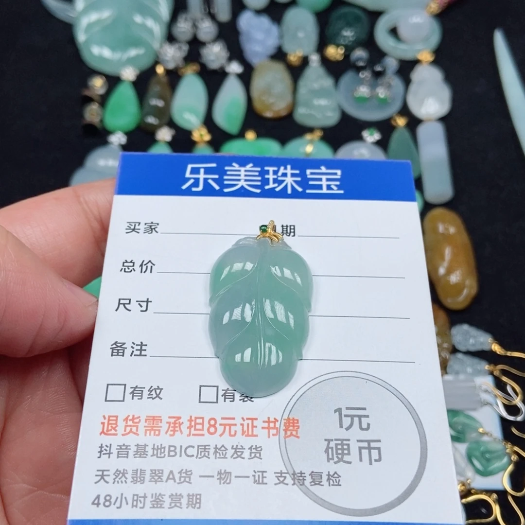 翡翠未镶嵌颈饰叶子