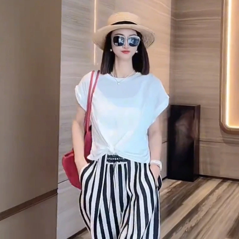 时尚设计感薄款纯色小飞袖衬衫女款夏季套头圆领衬衣洋气减龄上衣