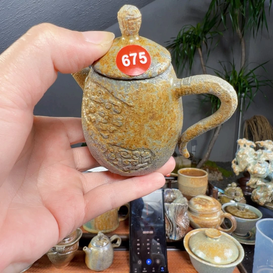 杯吴*县675柴烧手捏壶呀呀呀