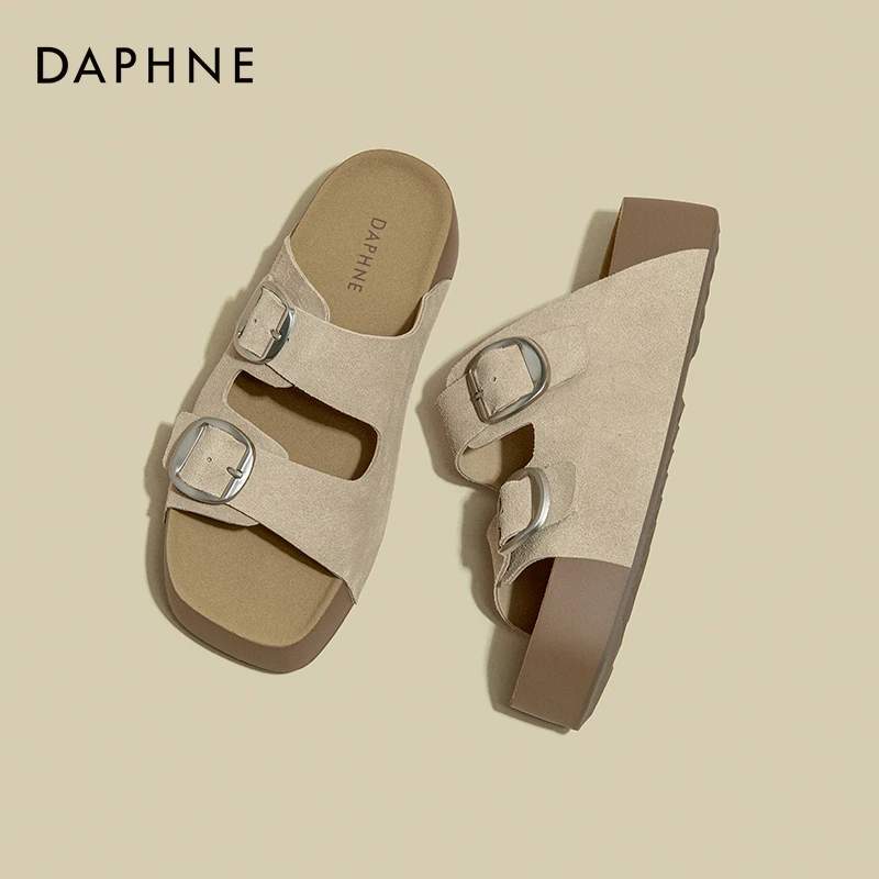 达芙妮厚底勃肯拖鞋女2025新款复古休闲百搭可外穿增高一字凉拖鞋