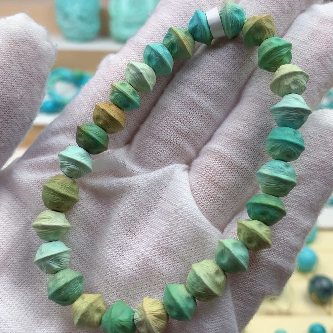 绿松石未镶嵌珠宝奇石炫彩百香籽手串8.8mm