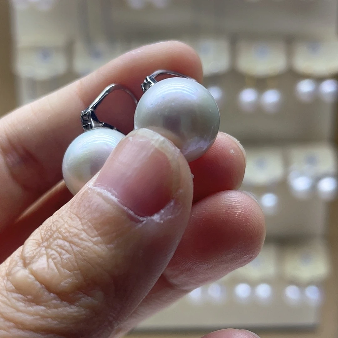 银S925镶嵌淡水珍珠耳饰