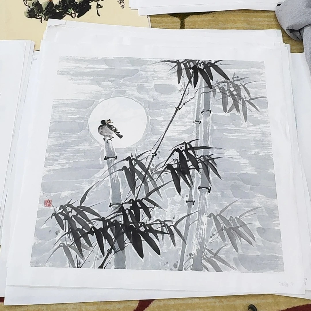 国画四尺斗方手绘作品