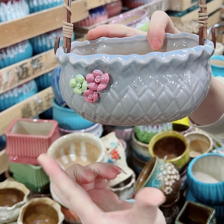 有孔，凑单福利满10元发货陶瓷多肉花盆！