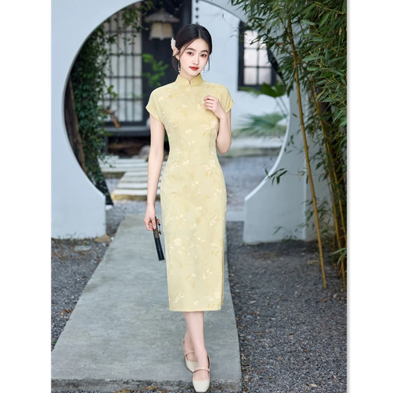 夏季新中式连袖旗袍2025年轻改良旗袍女气质中国风小个子少女旗袍