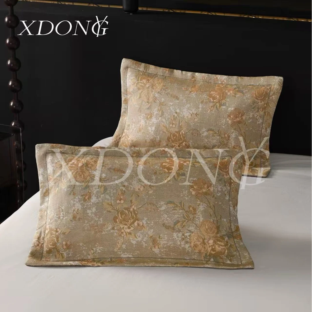 XDONGY（冬云家纺）48*72高定雨露麻 真情玫瑰 枕套一对装