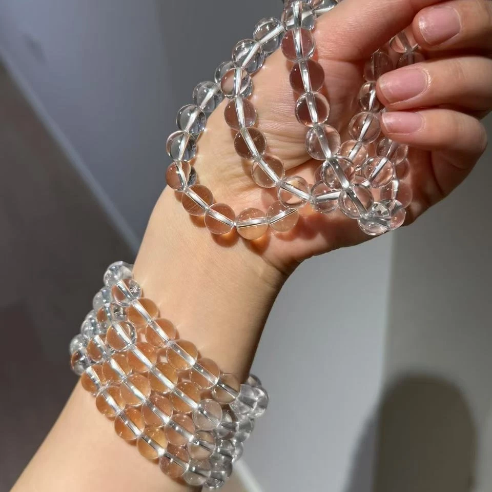 【村村有晶】纯天然双A全净体白水晶10mm多样性发一