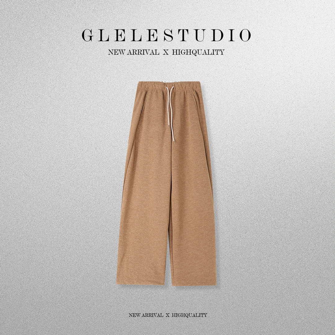 Glele私服「方糖暧绒裤」松弛感抽绳直筒暖绒冬季卫裤