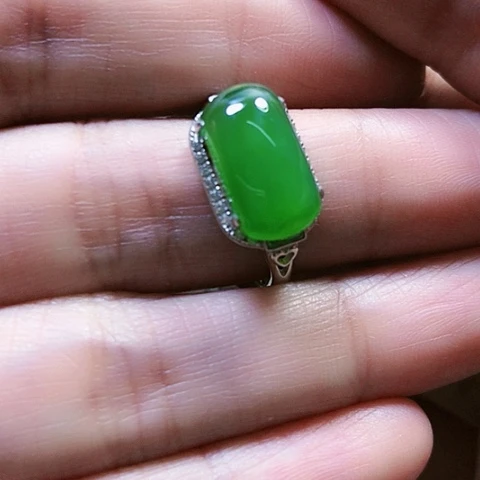 和田玉戒指银S925镶嵌