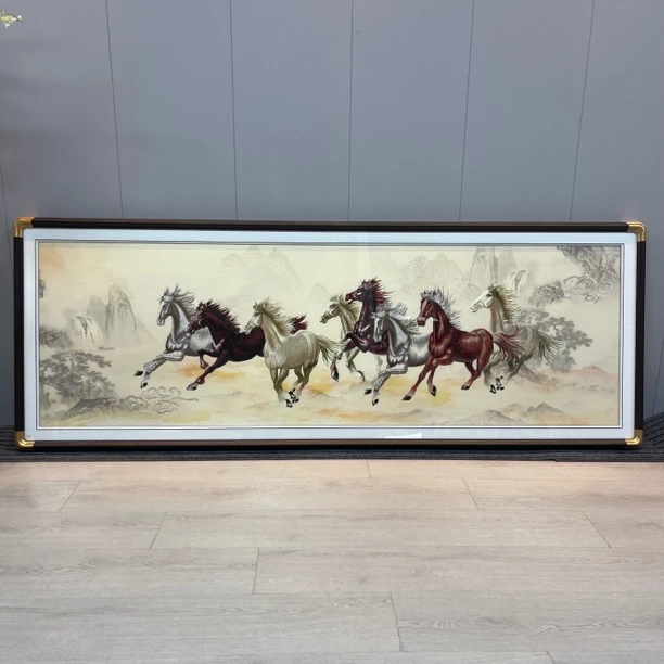【八骏图】高端织锦绣客厅装饰画苏州织锦绣沙发背景墙挂画
