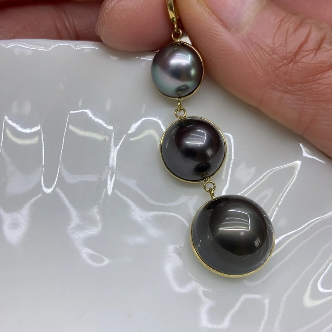 拼合珍珠（马贝珠）吊坠(不含链)18K金镶嵌