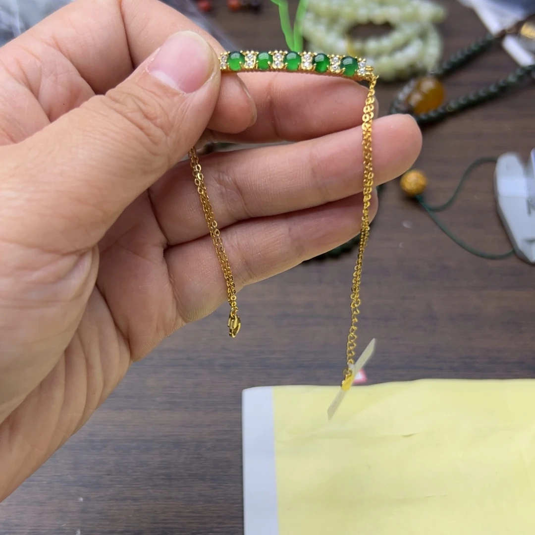 翡翠银S925镶嵌手链815