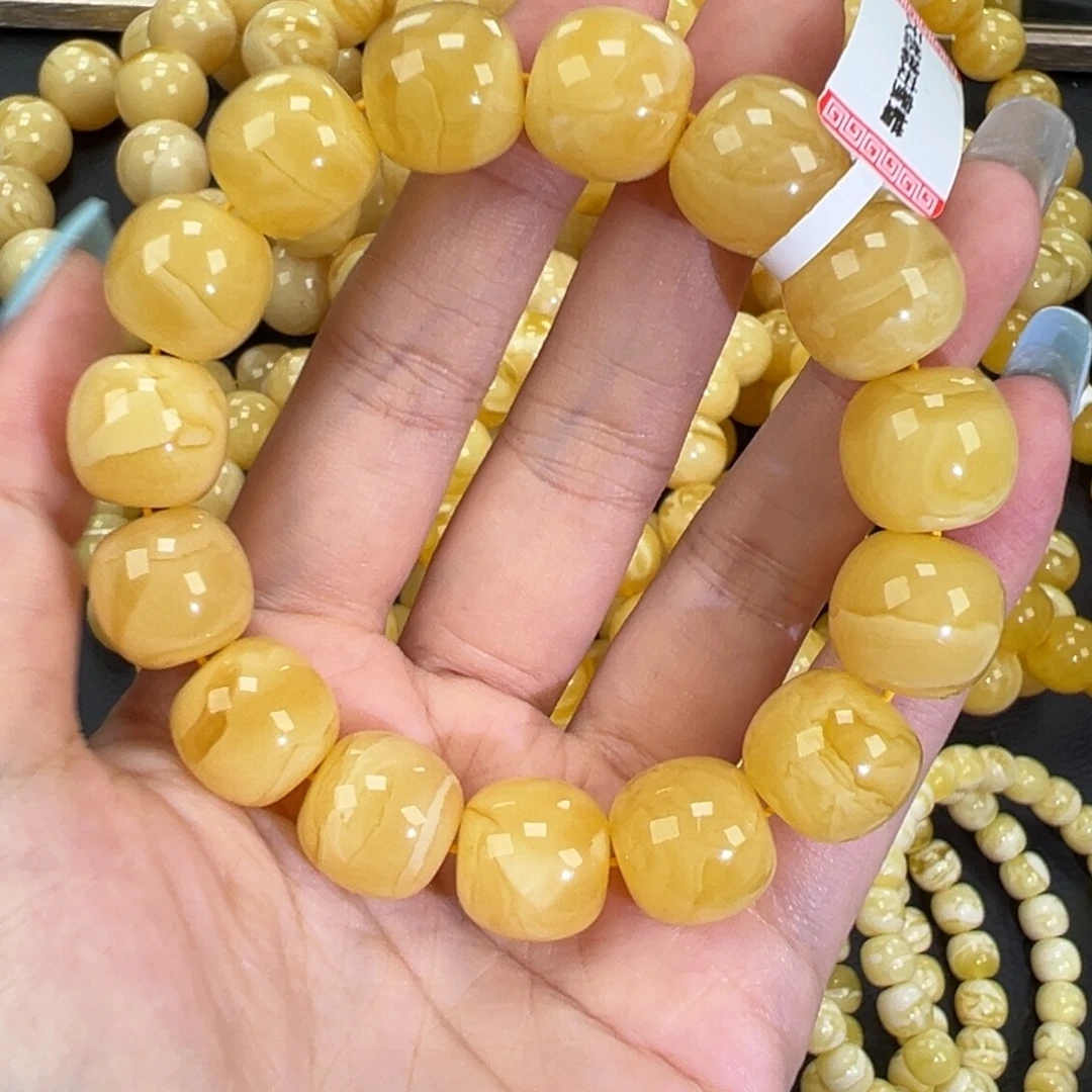 琥珀未镶嵌手链30.6高桩