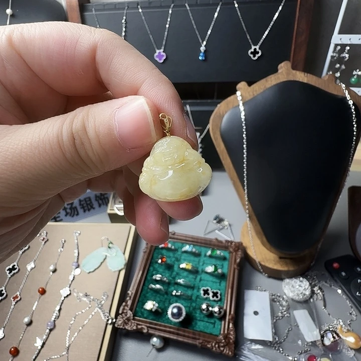 德***吉翡翠未镶嵌颈饰耳饰气质款百搭