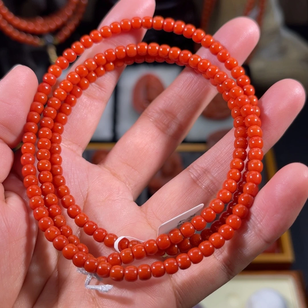 南红玛瑙未镶嵌老型念珠串4.3左右