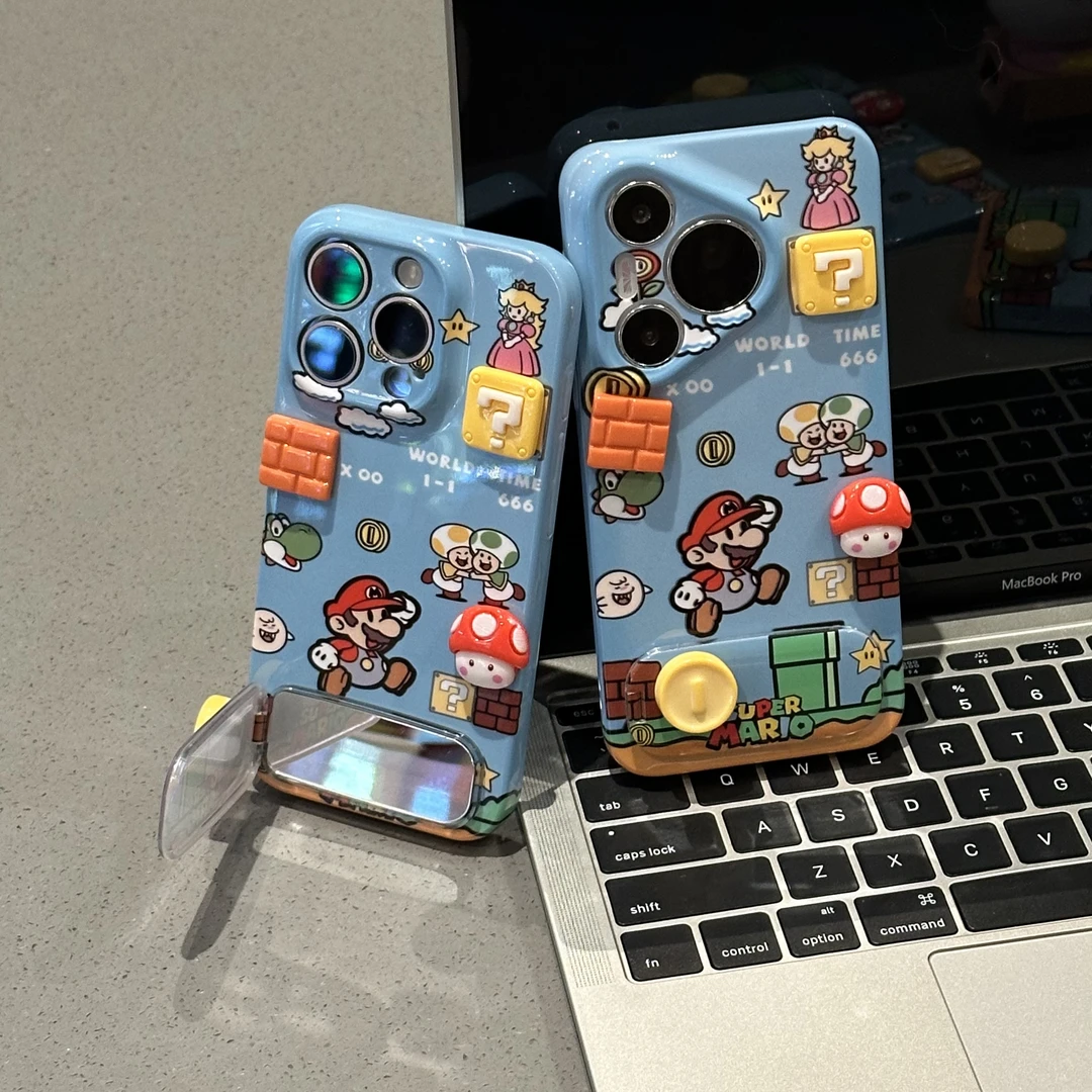欧克里里立体马里奥支架适用苹果16/17pro手机壳华为oppo小米vivo