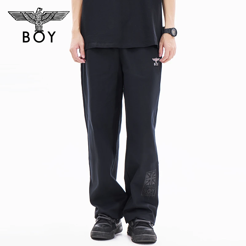 BOYLONDON印花直筒长裤秋季男女款运动休闲裤老鹰绣花百搭 N15002