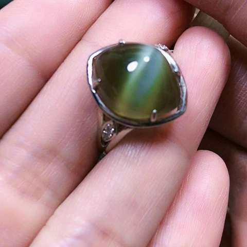 和田玉银S925镶嵌戒指