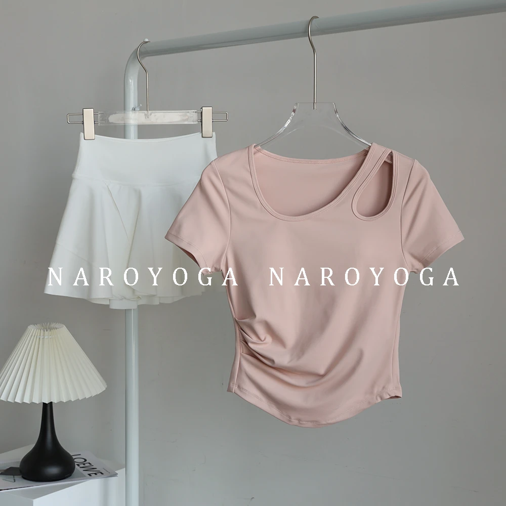 羽毛球运动套装女夏季专业户外跑步训练速干带胸垫短袖瑜伽健身服