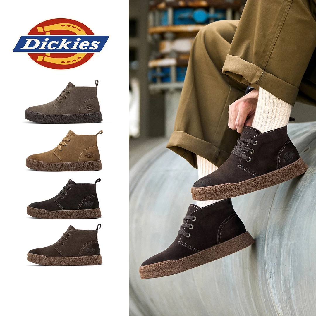 Dickies新款老钱风中帮户外靴男士耐磨复古马丁靴轻便休闲靴百搭