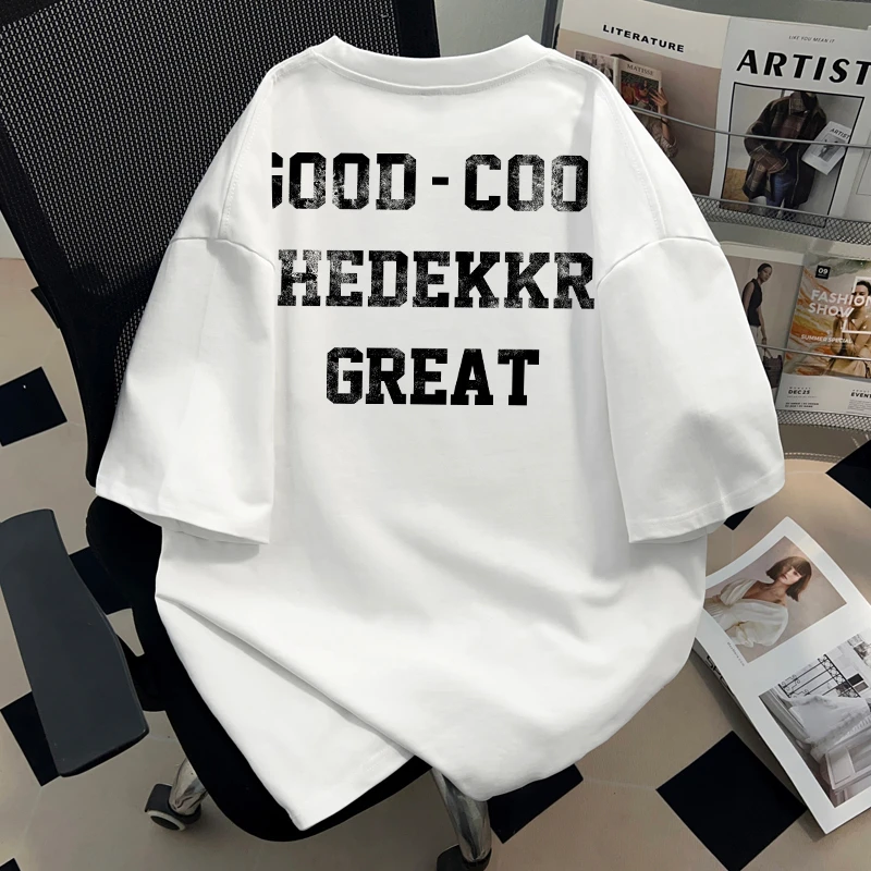 jtrt潮牌美式高街字母印花夏季纯棉短袖t恤男女百搭简约宽松上衣