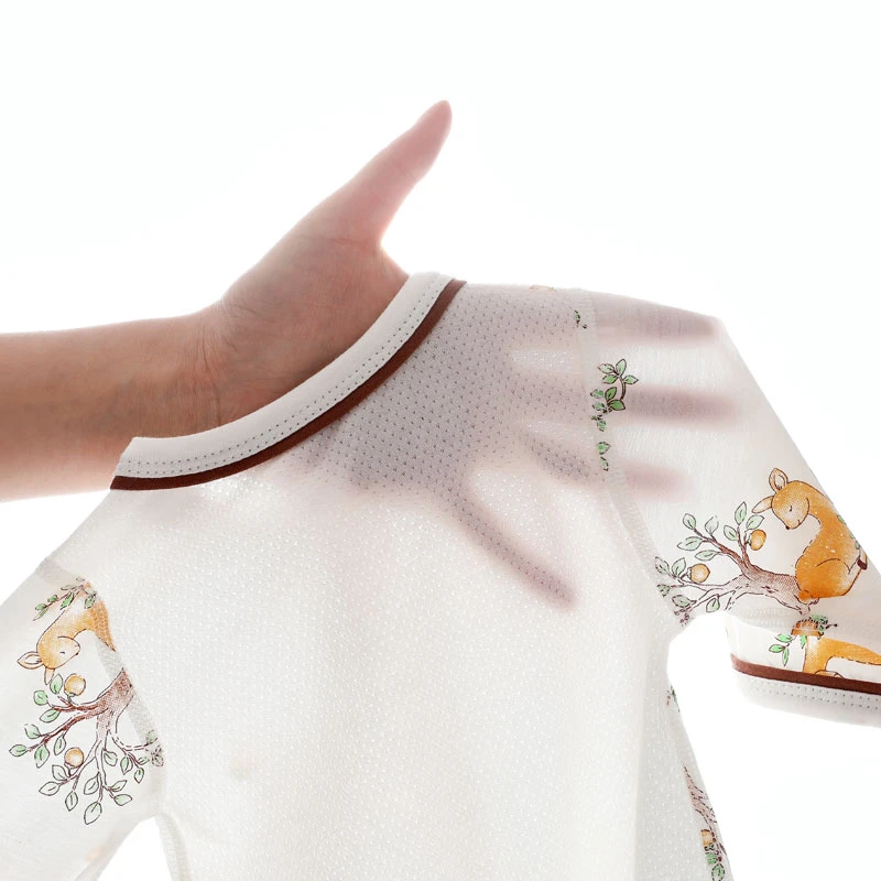 【网眼无骨】夏季婴儿空调服薄款0-12个月宝宝哈衣爬服卡通九分袖