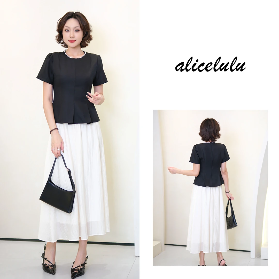 [alicelulu]法式高级感珍珠拼接套装气质时尚显瘦S2142745T