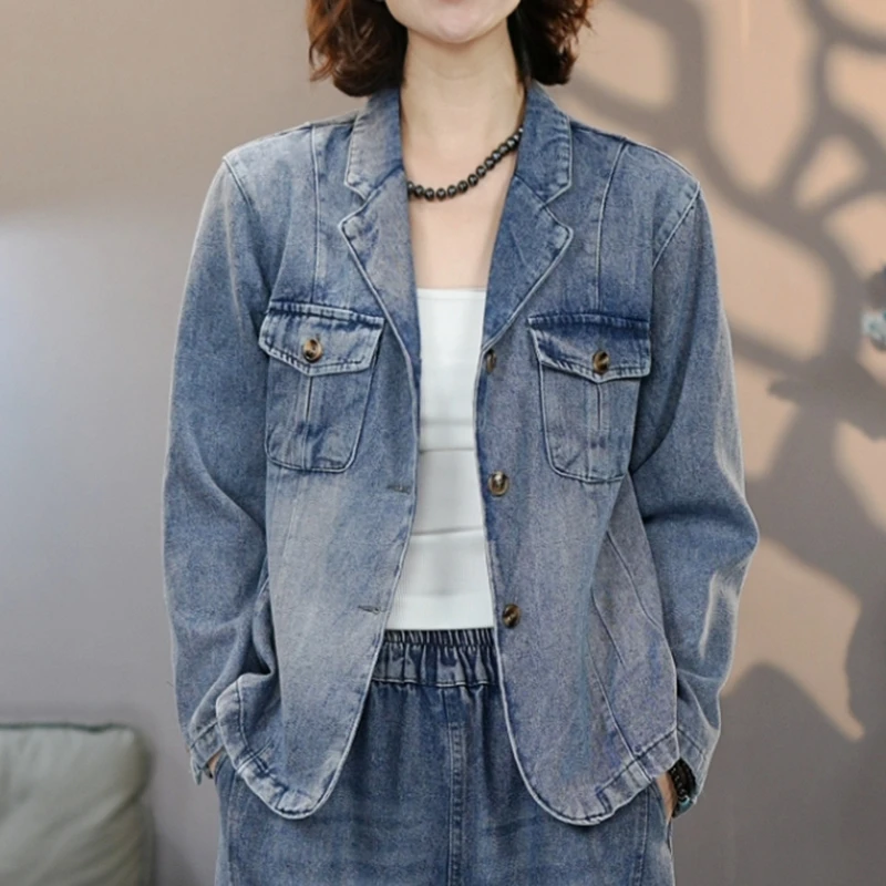 8902秋季新品蓝牛仔外套女#2025显瘦休闲时尚水洗上衣