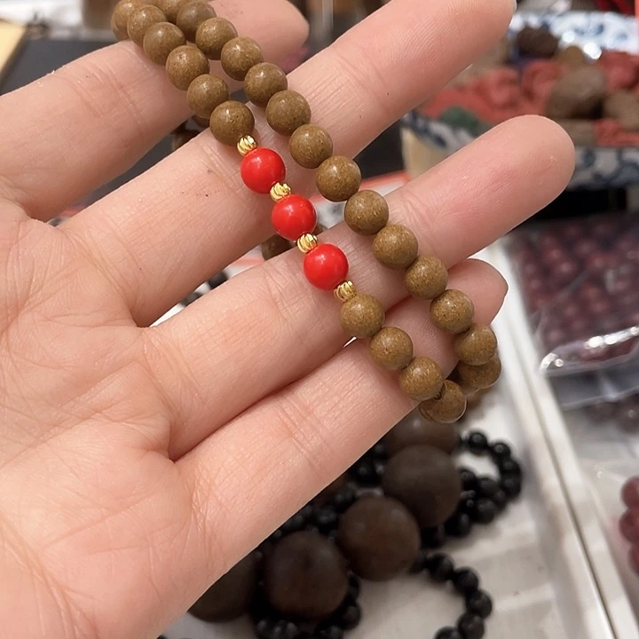 泥塑合香珠栀子花0.6双圈朱小砂款