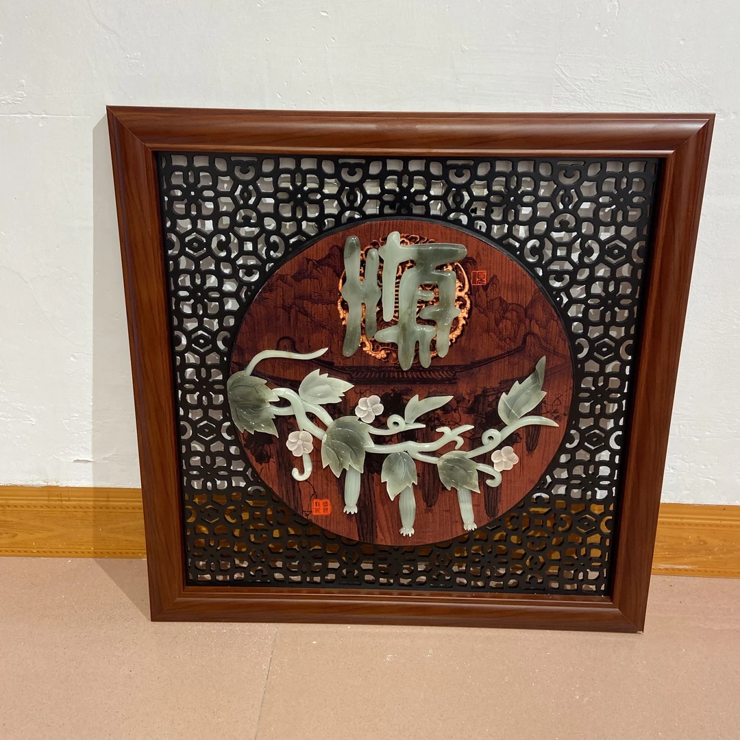 东阳木雕类小挂件工艺品【定制品不支持退货】天然玉，一帆风顺