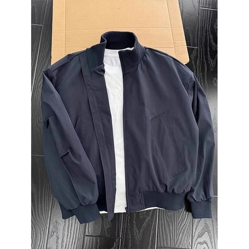 美式高街飞行员夹克上衣男cleanfit立领保暖廓形短款轻薄保暖外套