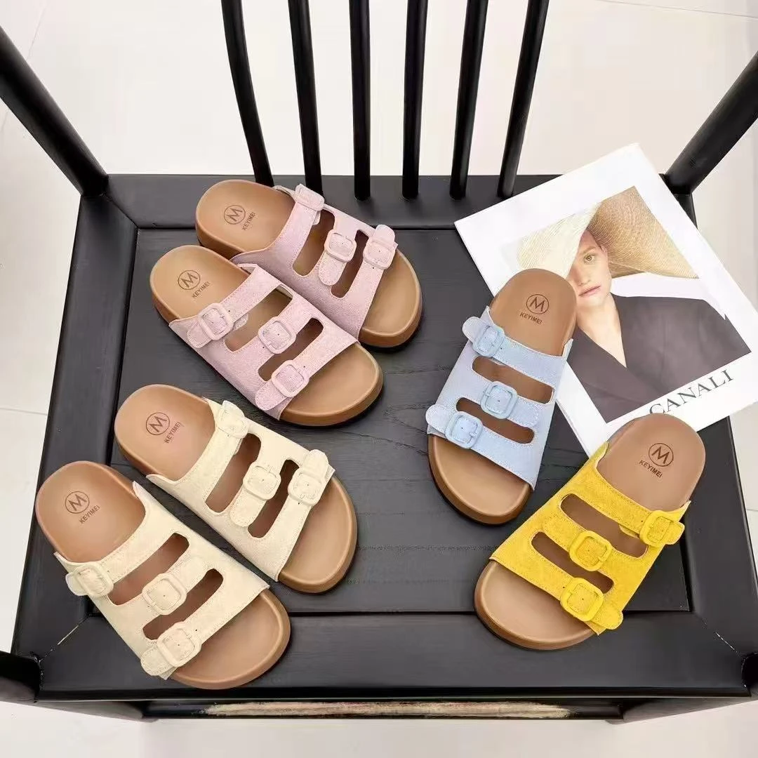 2162厚底凉拖夏季新款百搭复古配裙子外穿沙滩鞋博肯一字拖鞋